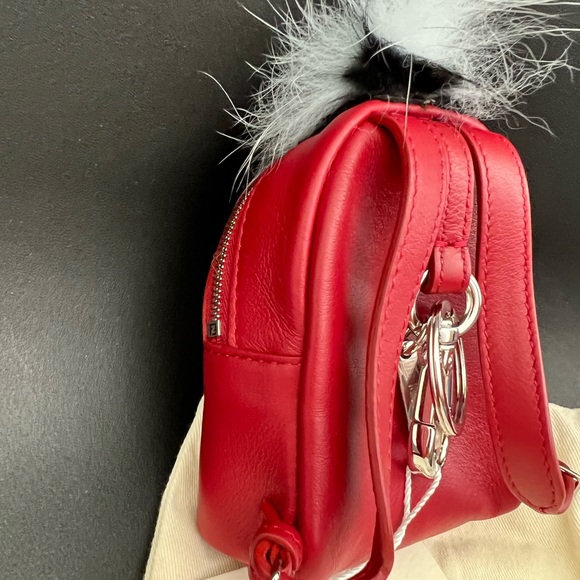 Fendi monster mini backpack keyring charm red keychain leather fur - Picture 4 of 6